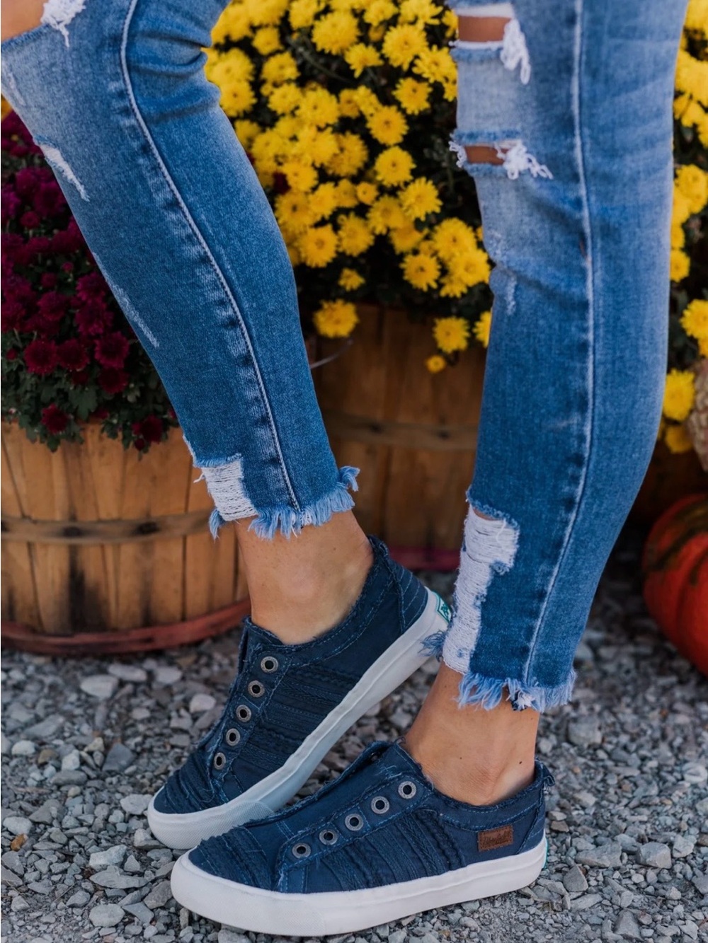 Blowfish Navy Denim Slip-On Sneakers NEVER WORN!
